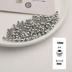 200pcs White K Smooth Round Spacer Beads - White K Plated Brass, Tarnish Resistant, Seamless Loose Connector Beads for DIY Bracelet Jewelry Making (4mm/0.16 inch) - color: 4mm/0.16 inch (White K)