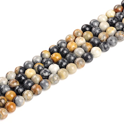 Natural Stone Beads 4mm Picasso Stone Gemstone Round Loose Beads Crystal Energy Stone Healing Power for Jewelry Making DIY,1 Strand 15" - color: Picasso Stone, size: 4MM