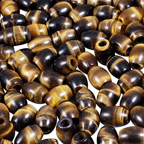 SUNYIK Tiger's Eye Stone Large Hole (5mm) Barrel Rondelle Loose Charms European Bead fits Bracelet,Jewelry Makings Pack of 20 - color: Brown-Tiger's Eye Stone, size: 16x5mm