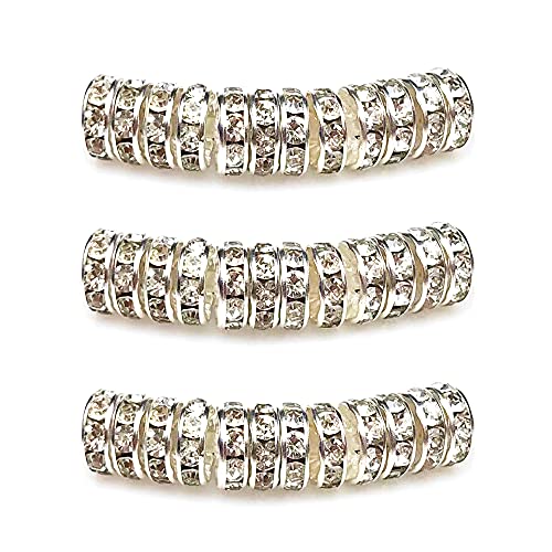 MJDCB Rondelle Spacer Beads Round Crystal Czech Rhinestone for Bracelets Necklaces Jewelry Making Accessories (Silver/White,6mm/100pcs) - color: Silver/White, size: 6mm/100pcs