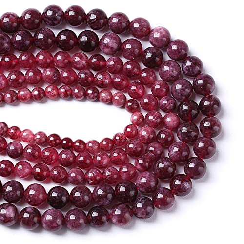 36pcs 10mm Natural Garnet Jade Gemstone Round Loose Spacer Beads for Jewelry Making Healing Energy Stone Beads DIY Bracelets Necklaces 15" (10mm, Garnet Jade) - color: Garnet Jade, size: 10mm