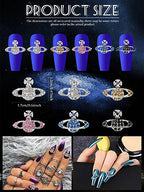 24Pcs Planet Nail Charms, CYHYII 3D Y2K Saturn Nail Art Charms Exquisite Rhinestones Gems Diamond Nail Accessories for Women Girls Nail Art Design DIY Craft Crystals Jewelry(6 Colors) - color: Planet Rhinestones Nail Charms