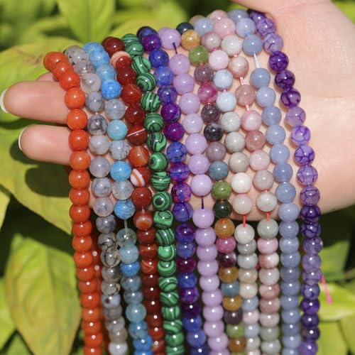 Natural Stone Beads 8mm Polished Round Smooth Gemstone Beads for Jewelry Making Supplies 15 Inch(45 Beads) (Black and White Dragon Pattern) - color: Black and white dragon pattern-45pcs