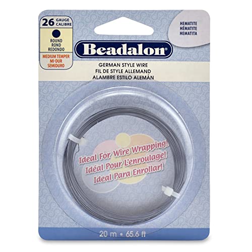 Beadalon German Style Wrapping Wire, Round, Hematite Color, 26 Gauge, 20 m / 65.6 ft - color: Hematite, size: 26 Gauge / 65.6 Ft
