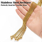 24 Pack Necklace Chains Gold Plated Stainless Steel Cable Chain Necklace Bulk for Jewelry Making, 24 Inches - color: 24 Inches, Gold Color