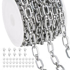 Jabogrii 9.8 Feet Silver Paperclip Chain for Jewelry Making Stainless Steel Oval Link Chain Spool Handmade Jewelry Findings - color: Paperclip Silver