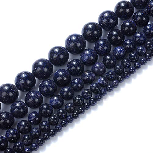 Natural Stone Beads 6mm Blue Sand Stone Round Loose Beads Crystal Energy Stone Healing Power for Jewelry Making DIY,1 Strand 15" - color: Blue Sand, size: 6MM