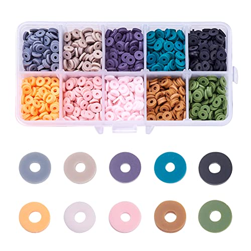 Beadthoven 2100pcs 6mm Vinyl Clay Heishi Beads Multicolor Flat Round Disc Polymer Clay Beads Loose Handmade Spacers for DIY Necklace Bracelet Jewelry Making Supplies (Camouflage Color) - color: Camouflage Color