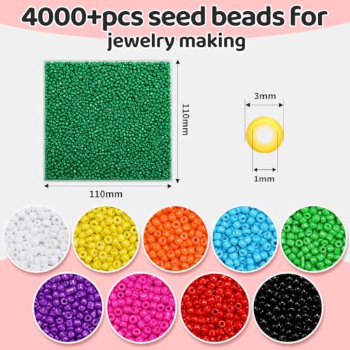 IOOLEEM Christmas Green Seed Beads, 4000+ pcs 3mm Glass Beads for Jewelry Making, Bracelets - color: Christmas Green, size: 3mm / 4000pcs