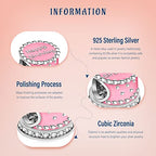 Mothers Day Birthday Number Love Family Friendship Graduation Auntie Grandma Dad Mom Charms for Pandora Bracelets Necklaces, Gifts Women, for Anniversary Valentines Christmas - style: Pink Cake Bead Charm