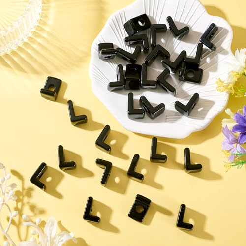 FASHEWELRY 30Pcs Acrylic Letter L Beads with Large Hole Big Plastic Letter Blocks European Beads 3D Letters Chunky Vowel Initial Alphabet Bead for Key Chains Necklace DIY Arts Craft Projects - color: Black, size: L