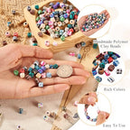 180 Pcs 18 Styles Clay Column Beads Tube Printed Beads Cylinder Loose Spacer Craft Beads Bulk for Bohemian Jewelry DIY Friendship Bracelet Women Necklace Earring Accessory 5.5-7 mm
