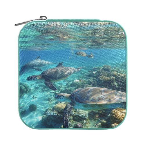 Travel Jewelry Case Jewelry Box Organizer for Women Girls Man Small Mini Portable Jewelry Storage Box for Earring Ring Necklace Dolphin and Turtle Green - color: Dolphin and Turtle