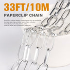 33FT Silver Paperclip Chain Roll 8MM Silver Plated Aluminum Paperclip Link Chains Spool Bulk for Jewelry Making - color: silver, size: 8MM