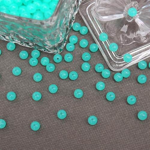 BONNY BOXX 1000PCs 6MM Jelly Peacock Green Acrylic Round Beads, Smooth Transparent Acrylic Balls, Plastic Resin Gumball Bubblegum Chunky Beads for Necklace & Bracelet Making, Crafting Supplies - color: Jelly Peacock Green, size: 6MM