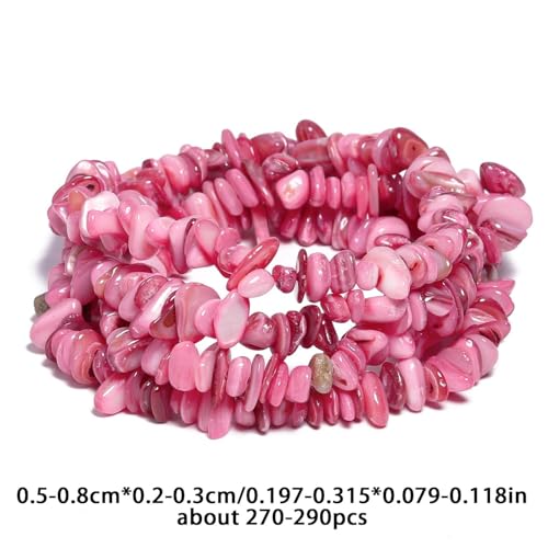 Chip Shell, 260pcs 5-8mm Irregular Shell Beads with Holes, Peach Pink Shell & Rose Quartz Like Chip Beads for Jewelry Making - color: Peach Pink