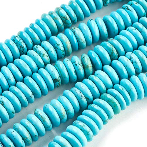 Craftdady 80Pcs 10mm Natural Turquoise Heishi Coin Disc Stone Beads Flat Round Disk Gemstone Loose Beads for Jewelry Craft Necklace Bracelet Making Hole: 1mm - color: Cyan Blue, 10mm
