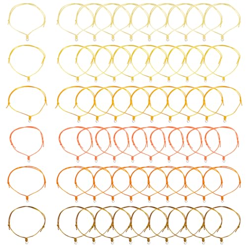 60Pcs Adjustable Braided Cord Colorful Waxed Thread Half Finished Bracelet with Jump Rings Knotting Bracelet Ropes for Wrist DIY Women Jewelry Friendship Bangle Decor 2-3/8 Inch Long-Yellow - color: Yellow