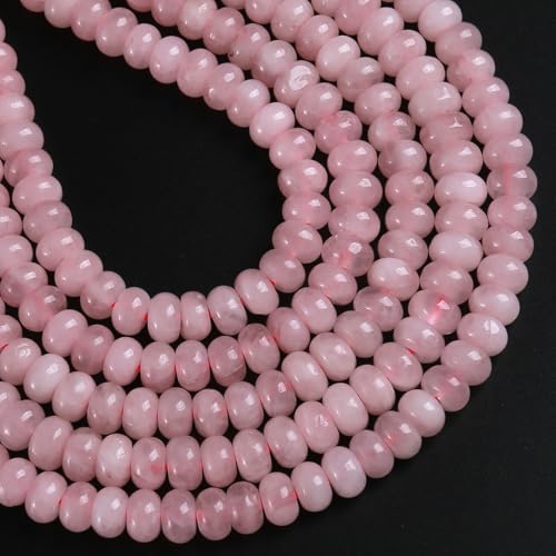 5x8mm 76pcs Natural Stone Rose Quartz Crystal Rondelle Spacer Loose Beads Abacus Disk Stone Round Loose Gemstone Beads for Jewelry Making DIY Bracelet Necklace - color: Rose Quartz, size: 5x8mm Abacus Disk