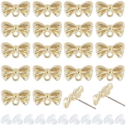 SUNNYCLUE 1 Box 90Pcs Stud Earring Findings Bowknot Earring Posts with 925 Sterling Silver Pins Earring Stud with Holes Earring Studs for Jewelry Making Accessories DIY Dangle Earrings Supplies Women - style: Bow 2