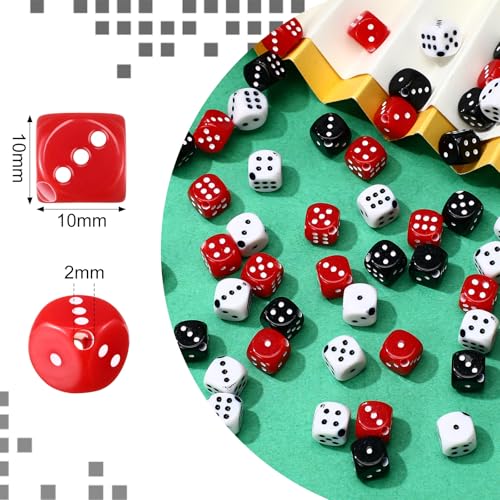Ferreve 90 Piece Acrylic Dice Beads 10mm Dice Beads Bulk, Casino Games Birthday Party Supplies, Jewelry Making, Bracelet Necklaces Lanyard DIY Handicrafts(Red, Black, White) - color: Red, Black, White