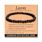 MASSIVE BEADS Handmade Yoga Stretch Elastic Bracelet Natural Stone Crystal Healing Power Energy Gifts for Unisex Adult 4mm 6mm 8mm 10mm - color: Black Lava(Calm), size: 4mm