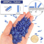 4000 Pcs Dark Blue Glass Bugle Beads, 2 x 7 mm Embroidery Beads, Small Long Tube Seed Beads for Embroidery Craft Jewelry Making - color: Dark Blue