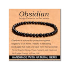 MASSIVE BEADS Handmade Yoga Stretch Elastic Bracelet Natural Stone Crystal Healing Power Energy Gifts for Unisex Adult 4mm 6mm 8mm 10mm - color: Black Obsidian(Pleasure), size: 4mm