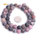 GEM-Inside 10mm Natural Stone Black Rhodonite Frosted Matte Unpolished Round Beads for Jewelry Making Strand 15 inch - color: Black Rhodonite, size: 10mm