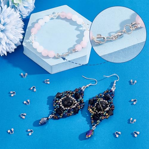 PH PandaHall 200pcs 304 Stainless Steel Wire Guardian, 5x7x2mm U-Shape Cable Protector Wire Guard Loops Thread Protector for Earring Bracelet Necklace Pendants Jewelry DIY Crafts Making, Hole 1.6mm