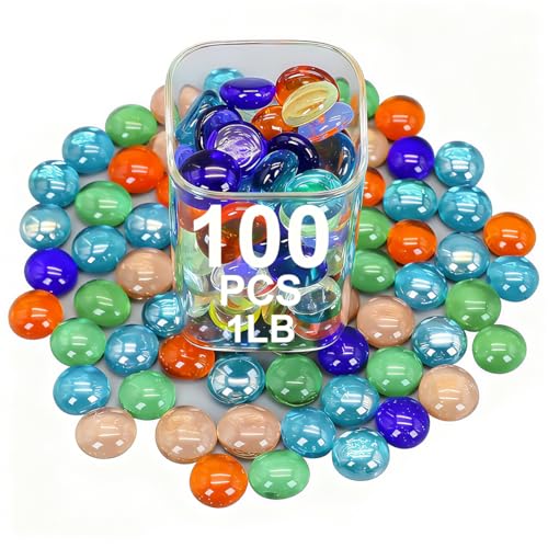 Mini Glass Gems for Vase,Mixed Colour Glass Stones Flat Bottom Marble Beads for Aquarium Fish Tank Planter Crafts Home Decorative Art Craft Vase Filler (Mixed, 1 Pound) - color: Mixed, size: 1 Pound