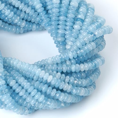 2x4MM 150PCS Aquamarine Jade Tube Rondelle Abacus Disk Spacer Loose Beads for Jewelry Making - color: Aquamarine Jade, size: 2x4mm abacus-shaped