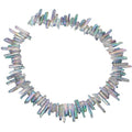 rockcloud Natural Rock Crystal Points Titanium Coated Clear Quartz Sticks Spikes Top Drilled 15 inch Strand,Green&AB Crystal - color: #34-Green&AB Crystal(Small)