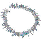 rockcloud Natural Rock Crystal Points Titanium Coated Clear Quartz Sticks Spikes Top Drilled 15 inch Strand,Green&AB Crystal - color: #34-Green&AB Crystal(Small)