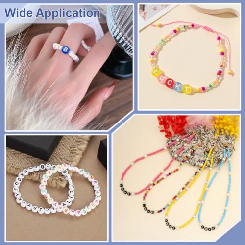 1000Pcs Letter Beads Transparent Acrylic Alphabet Beads Blue Flat Round Disc Letters Spacers White Alphabet Pattern Loose Spacer Charms for DIY Bracelet Jewelry Making 7x4mm - color: Blue