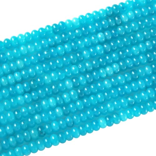 76pcs 5x8mm Natural Stone Blue Amazonite Jade Rondelle Spacer Loose Beads Abacus Disk Stone Round Loose Gemstone Beads for Jewelry Making DIY Bracelet Necklace - color: Blue Amazonite Jade, size: 5x8mm Abacus Disk