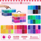 Umikk 15,000 Pony Beads Bulk, 50 Colors 6x9mm Plastic Kandi Beads for Bracelets Making Hair Braiding Rave Kandi Jewelry Crafts Gifts (8.6LB) - color: 50colors15000pcs