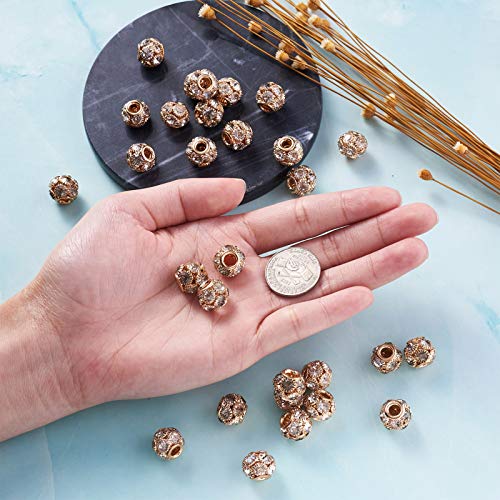 Craftdady 30Pcs 12mm Crystal Rhinestone Rondelle Spacer Beads Light Gold Disco Ball Loose Beads for Jewelry Making - color: Light Gold-12x10mm