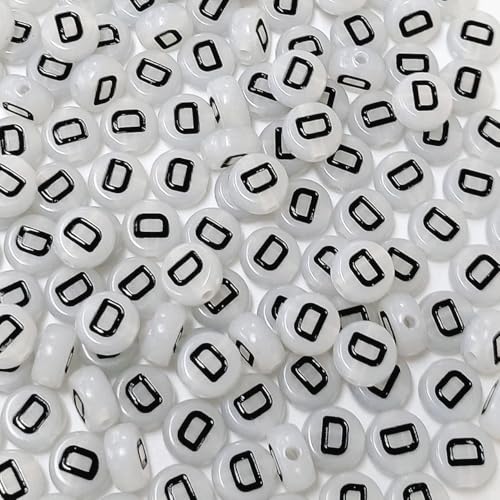 200PCS Letter Beads Glow in The Dark 4x7mm Acrylic Alphabet Letter D Beads for Jewelry Making Bracelet - color: D-200PCS