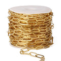 [16.5 Ft] Stainless Steel Paperclip Chains Roll, 4.3mm Width 18K Gold PVD Plated Stainless Steel Oval Link Chains Spool Bulk for Jewelry Making - color: 18k gold(4.3mm)