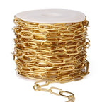 [16.5 Ft] Stainless Steel Paperclip Chains Roll, 4.3mm Width 18K Gold PVD Plated Stainless Steel Oval Link Chains Spool Bulk for Jewelry Making - color: 18k gold(4.3mm)