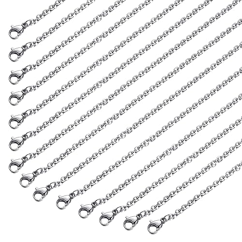 24 Pack Necklace Chains Stainless Steel Cable Chain Necklace Bulk for Jewelry Making, 20 Inches - color: 20 Inches