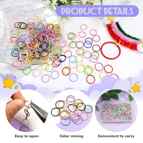 TOAOB 200pcs Multicolour Jump Rings 12mm Open Jump Rings Connectors for Keychains Earrings Necklace Jewelry Making - size: 12mm
