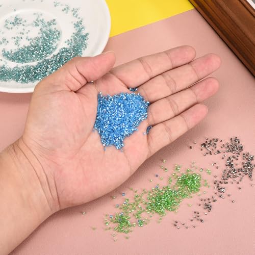 uxcell 1400Pcs Glass Bugle Beads, 1.5x1.5mm Tube Mini Loose Glass Seed Spacer Bead for DIY Earrings Necklaces Bracelets Jewelry Making (Silver-Lake Blue) - color: Silver-Lake Blue, size: 1.5x1.5mm