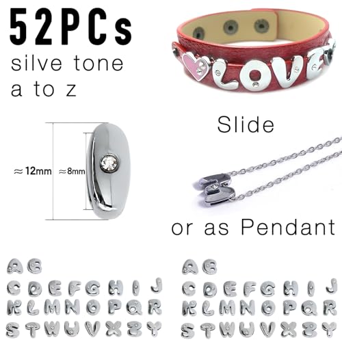 stino 100 Gram Metal Charms for Jewelry Making, Silver & Gold Plated, Bulk Pack for Bracelets, Necklaces, Crafts - color: Bubble Letter (52 Pcs）