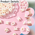 52Pcs 26 Styles Alphabet Shaped Beads Large Hole Letter Beads Small A to Z Hollow Pearlized European Acrylic Loose Smooth Spacers for Necklace Earrings Bracelets Keychain Jewelry DIY Crafts - style: Style 3