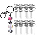 RQAYE 30pcs Beadable Keychains keychain bulk kit cute blank bead keychain strip DIY men's and women's making supplies crafts, jewelry, bag accessories, customized project gifts (Black) - color: Black