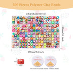 500 Pieces Polymer Clay Beads for DIY Jewelry Making, 24 Style Cute Clay Bead Animal Beads Flower Football Sports Beads Charms for Bracelets Necklace Crafts Kits for Adults Women