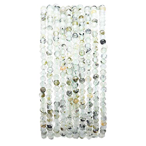BEADIA Faceted Natural Prehnite Stone Round Loose Semi Gemstone Beads for Jewelry Making 2-2.5mm 38cm - color: Prehnite Faceted, size: 2-2.5mm
