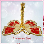 Matashi Red Enamel and Gold Plated Butterfly Jewelry Stand Organizer Ring Holder with Crystals – Gift for Mom on Christmas, Mother’s Day, Birthday, Anniversary, & Valentine’s Day - color: Red